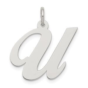 Sterling Silver, Ella Collection, LG Fancy Script Initial U Pendant